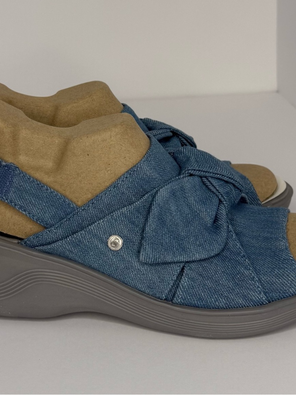 Bzees Denim Blue Knot Slide Sandals - Picture 4 of 8